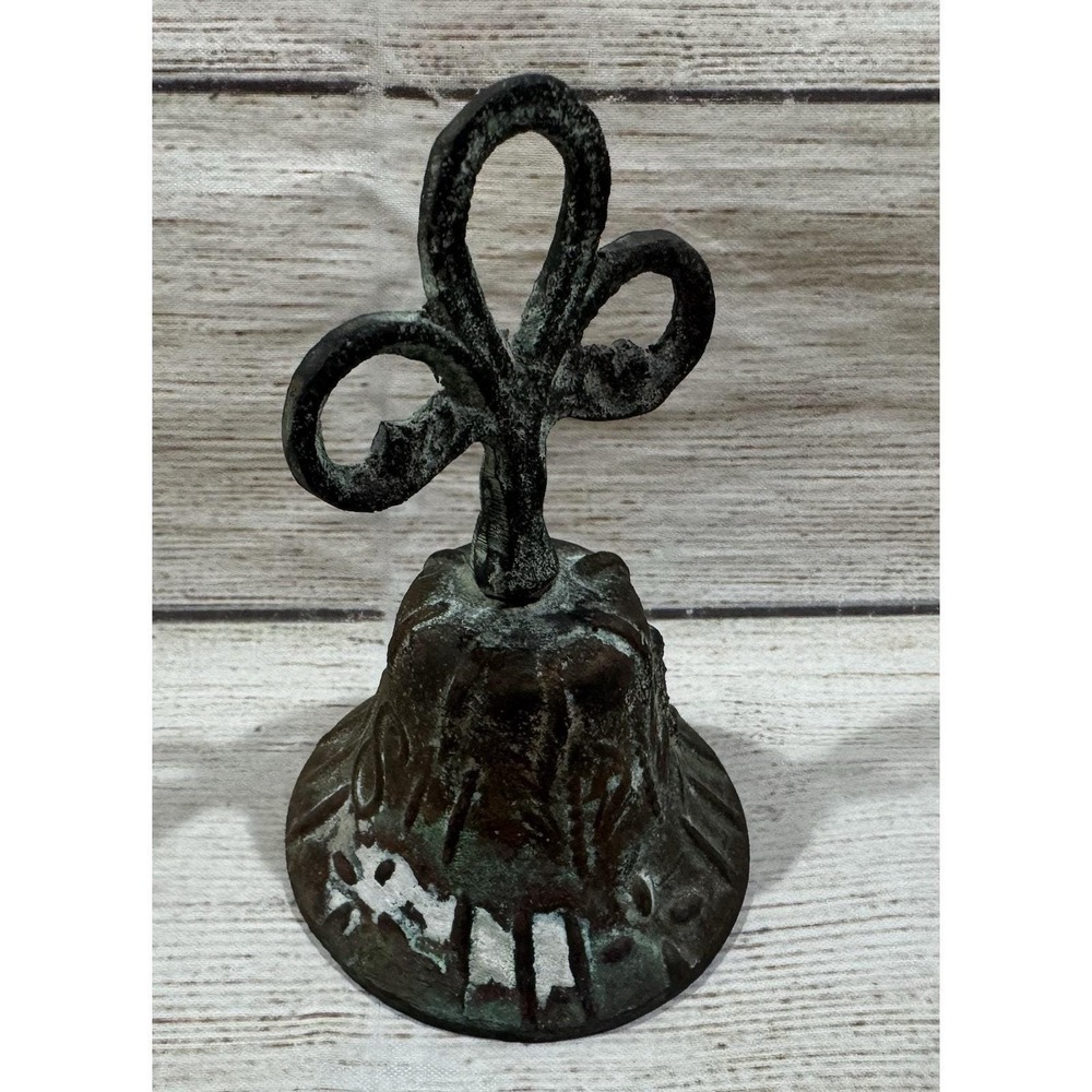 Antique Vintage Small Hand Held Bronze Mission Church Bell Ringer 4.25" GTubG - Picture 8 of 11
